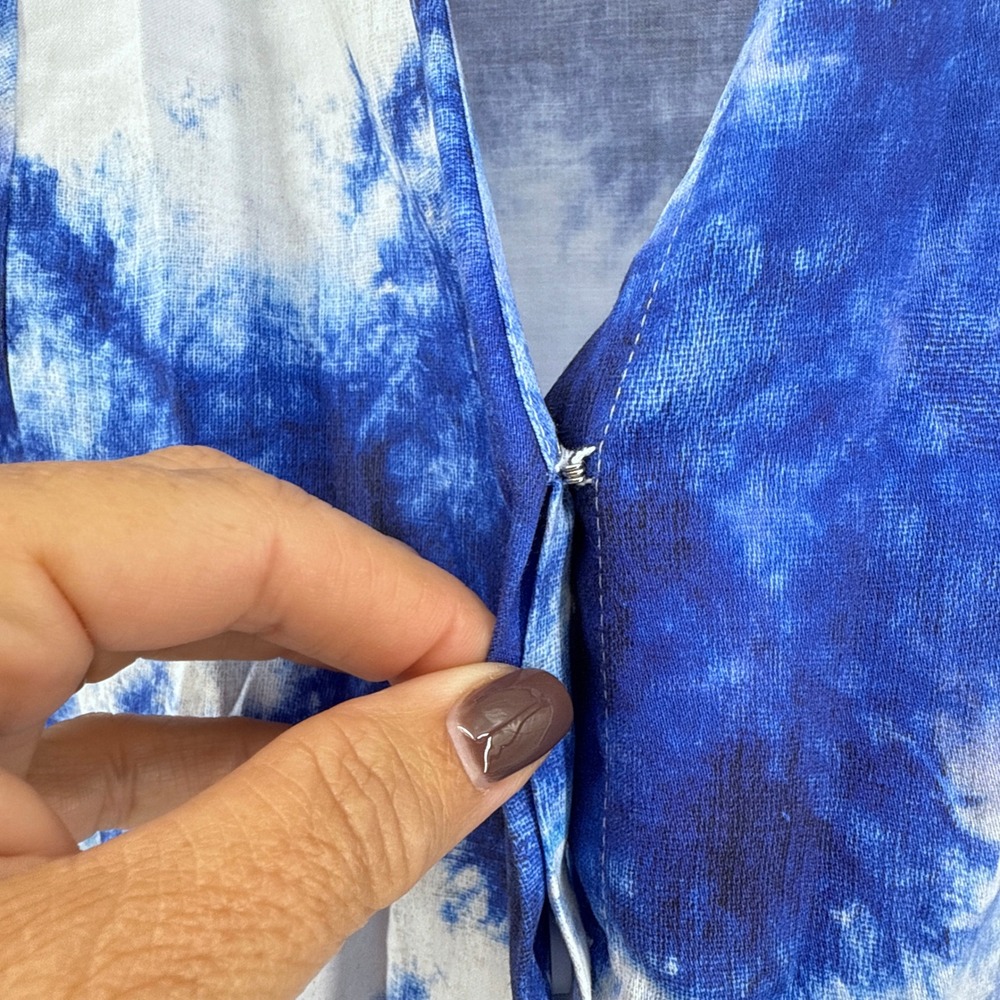 Jason Wu Blue Abstract-Print Flutter-Sleeve Blous… - image 4